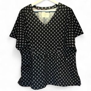 Vera Bradley Women’s Scrubs Scrub Top V Neck Black 2X Medical Dental
